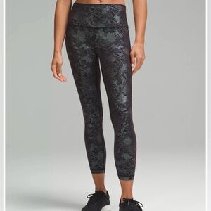 lululemon athletica Black with Dark Green Floral High-Rise Leggings